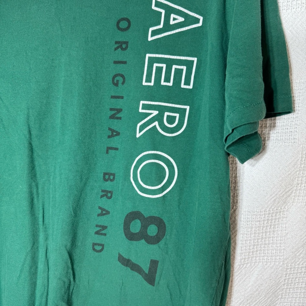 Aeropostale Vertical Aero87 Original Brand Graphic Short Sleeve Tee Green size M - Picture 2 of 7